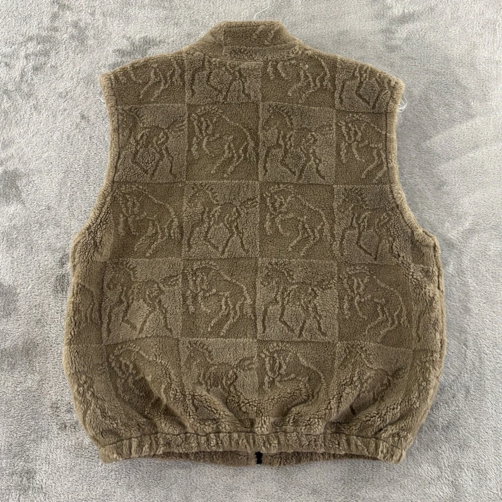 Vintage Kerrits On Course Horse Fleece Vest Womens M/L Brown Full Zip Equestrian - Picture 2 of 8